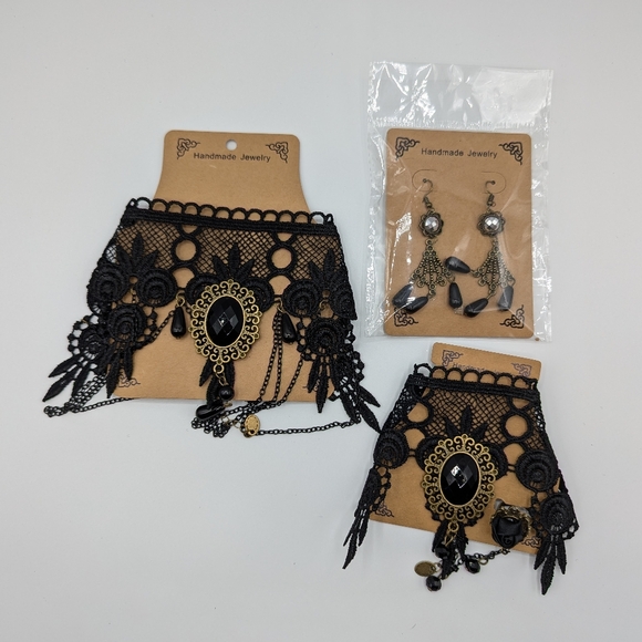 Steam punk / Victorian lace necklace set - Picture 2 of 5